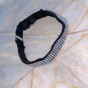 Glam Cat Collar Silver Bling Rhinestone Crystals Pull On Style Adjustable‎
